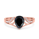 Teardrop Dainty Art Deco Pear Wedding Engagement Bridal Ring Round Simulated Cubic Zirconia 925 Sterling Silver