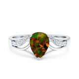 Teardrop Dainty Art Deco Pear Wedding Engagement Bridal Ring Round Simulated Cubic Zirconia 925 Sterling Silver