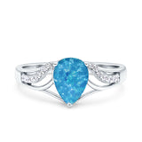 Teardrop Dainty Art Deco Pear Wedding Engagement Bridal Ring Round Simulated Cubic Zirconia 925 Sterling Silver