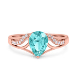 Teardrop Dainty Art Deco Pear Wedding Engagement Bridal Ring Round Simulated Cubic Zirconia 925 Sterling Silver