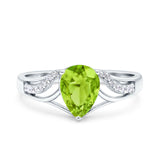 Teardrop Dainty Art Deco Pear Wedding Engagement Bridal Ring Round Simulated Cubic Zirconia 925 Sterling Silver