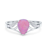 Teardrop Dainty Art Deco Pear Wedding Engagement Bridal Ring Round Simulated Cubic Zirconia 925 Sterling Silver