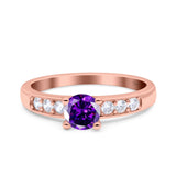 Art Deco Wedding Engagement Bridal Ring Round Simulated Cubic Zirconia 925 Sterling Silver