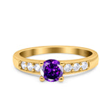 Art Deco Wedding Engagement Bridal Ring Round Simulated Cubic Zirconia 925 Sterling Silver