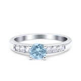 Art Deco Wedding Engagement Bridal Ring Round Simulated Cubic Zirconia 925 Sterling Silver