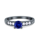 Art Deco Wedding Engagement Bridal Ring Round Simulated Cubic Zirconia 925 Sterling Silver