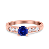 Art Deco Wedding Engagement Bridal Ring Round Simulated Cubic Zirconia 925 Sterling Silver