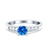 Art Deco Wedding Engagement Bridal Ring Round Simulated Cubic Zirconia 925 Sterling Silver