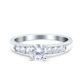 Art Deco Wedding Engagement Bridal Ring Round Simulated Cubic Zirconia 925 Sterling Silver