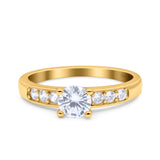 Art Deco Wedding Engagement Bridal Ring Round Simulated Cubic Zirconia 925 Sterling Silver