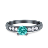 Art Deco Wedding Engagement Bridal Ring Round Simulated Cubic Zirconia 925 Sterling Silver