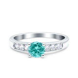 Art Deco Wedding Engagement Bridal Ring Round Simulated Cubic Zirconia 925 Sterling Silver