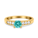 Art Deco Wedding Engagement Bridal Ring Round Simulated Cubic Zirconia 925 Sterling Silver