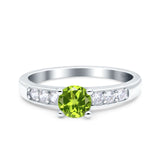 Art Deco Wedding Engagement Bridal Ring Round Simulated Cubic Zirconia 925 Sterling Silver