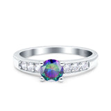 Art Deco Wedding Engagement Bridal Ring Round Simulated Cubic Zirconia 925 Sterling Silver