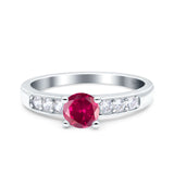 Art Deco Wedding Engagement Bridal Ring Round Simulated Cubic Zirconia 925 Sterling Silver