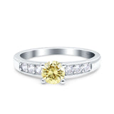 Art Deco Wedding Engagement Bridal Ring Round Simulated Cubic Zirconia 925 Sterling Silver