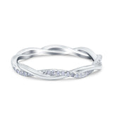 Full Eternity Crisscross Band Wedding Ring Round Simulated Cubic Zirconia 925 Sterling Silver (2.5mm)