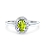 Halo Oval Art Deco Wedding Engagement Bridal Ring Round Simulated Cubic Zirconia 925 Sterling Silver