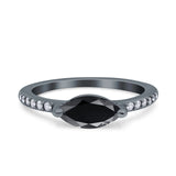 Art Deco Wedding Ring Marquise Simulated Cubic Zirconia 925 Sterling Silver