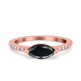 Art Deco Wedding Ring Marquise Simulated Cubic Zirconia 925 Sterling Silver