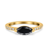 Art Deco Wedding Ring Marquise Simulated Cubic Zirconia 925 Sterling Silver