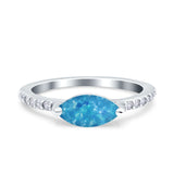 Art Deco Wedding Ring Marquise Simulated Cubic Zirconia 925 Sterling Silver