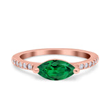 Art Deco Wedding Ring Marquise Simulated Cubic Zirconia 925 Sterling Silver