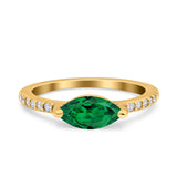 Art Deco Wedding Ring Marquise Simulated Cubic Zirconia 925 Sterling Silver