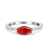Art Deco Wedding Ring Marquise Simulated Cubic Zirconia 925 Sterling Silver