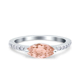 Art Deco Wedding Ring Marquise Simulated Cubic Zirconia 925 Sterling Silver
