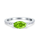 Art Deco Wedding Ring Marquise Simulated Cubic Zirconia 925 Sterling Silver