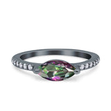 Art Deco Wedding Ring Marquise Simulated Cubic Zirconia 925 Sterling Silver