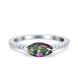 Art Deco Wedding Ring Marquise Simulated Cubic Zirconia 925 Sterling Silver