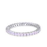 Full Eternity Wedding Band Round Simulated CZ Ring 925 Sterling Silver