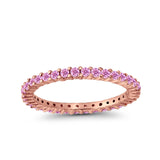 Full Eternity Wedding Band Round Simulated CZ Ring 925 Sterling Silver