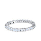 Full Eternity Wedding Band Round Simulated CZ Ring 925 Sterling Silver