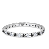 Stackable Band Ring Round Eternity Simulated CZ 925 Sterling Silver