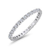 Stackable Band Ring Round Eternity Simulated CZ 925 Sterling Silver