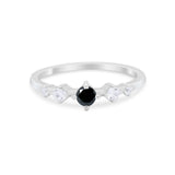 Petite Dainty Fashion Ring Round Simulated Cubic Zirconia 925 Sterling Silver