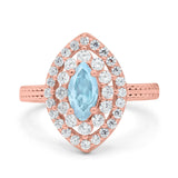Marquise Vintage Halo Wedding Ring Simulated Cubic Zirconia 925 Sterling Silver