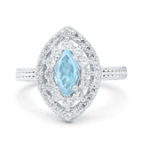 Marquise Vintage Halo Wedding Ring Simulated Cubic Zirconia 925 Sterling Silver