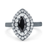 Marquise Vintage Halo Wedding Ring Simulated Cubic Zirconia 925 Sterling Silver