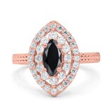 Marquise Vintage Halo Wedding Ring Simulated Cubic Zirconia 925 Sterling Silver