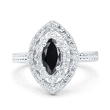 Marquise Vintage Halo Wedding Ring Simulated Cubic Zirconia 925 Sterling Silver