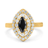 Marquise Vintage Halo Wedding Ring Simulated Cubic Zirconia 925 Sterling Silver