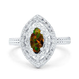 Marquise Vintage Halo Wedding Ring Simulated Cubic Zirconia 925 Sterling Silver