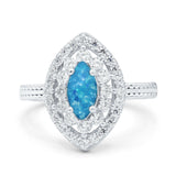 Marquise Vintage Halo Wedding Ring Simulated Cubic Zirconia 925 Sterling Silver