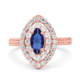 Marquise Vintage Halo Wedding Ring Simulated Cubic Zirconia 925 Sterling Silver