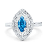 Marquise Vintage Halo Wedding Ring Simulated Cubic Zirconia 925 Sterling Silver